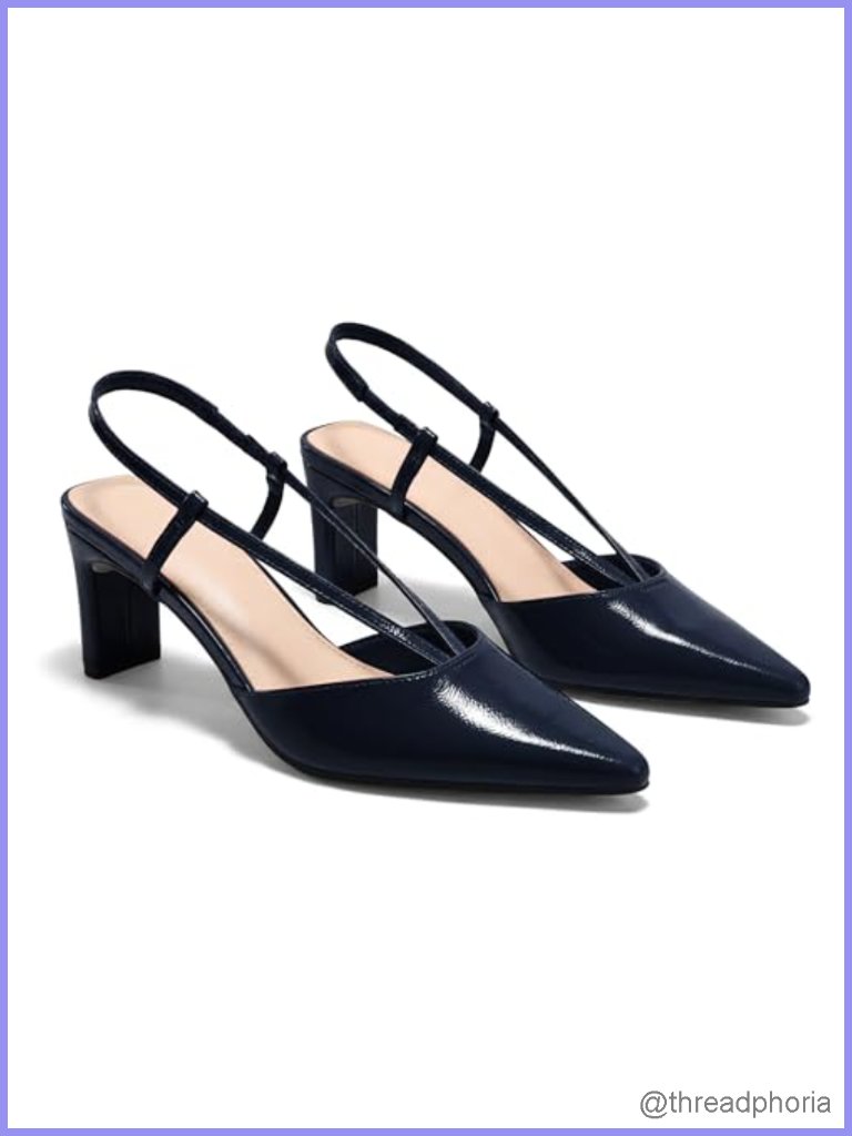 Women's Chunky Heels Slingback Pumps Pointed Toe